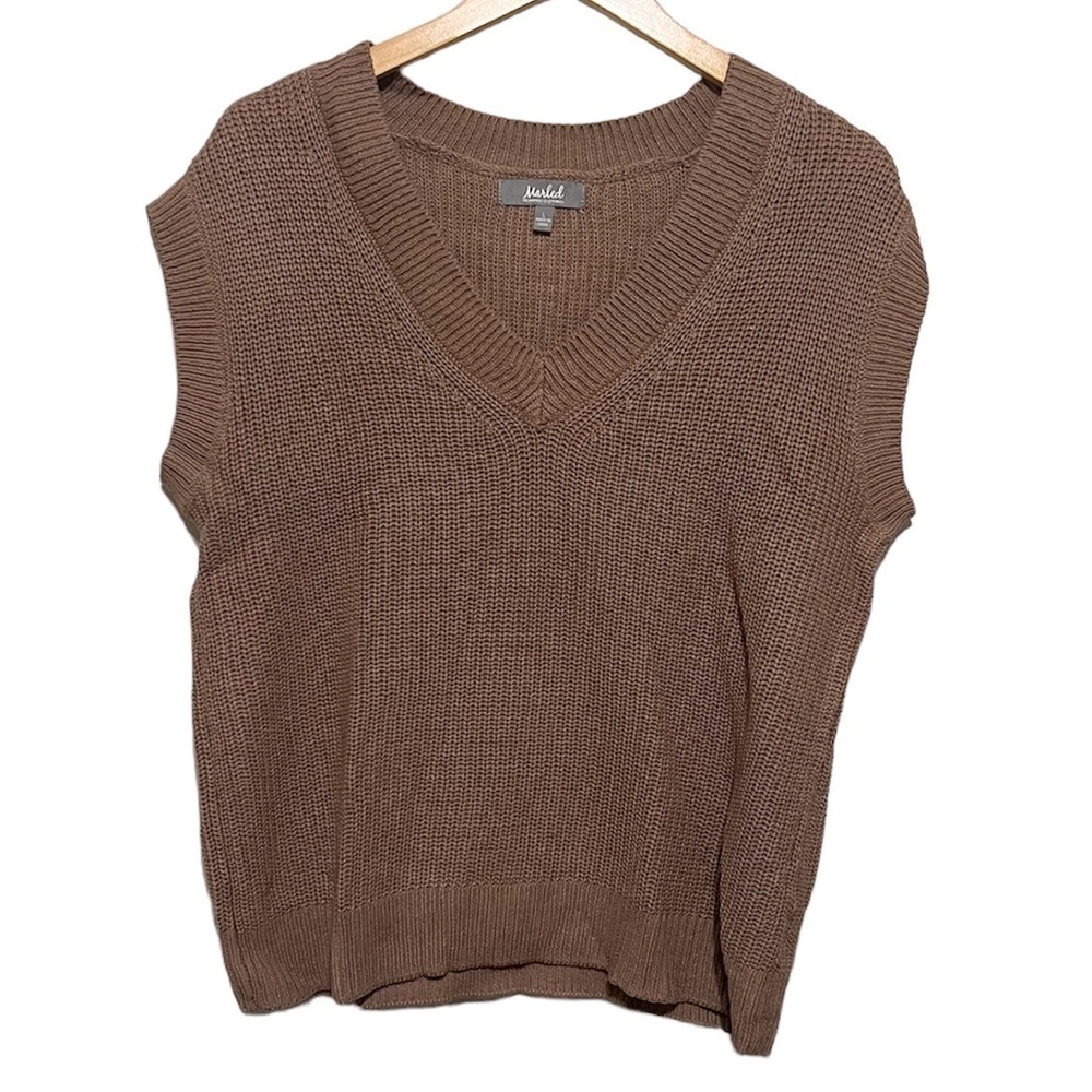 Marled Sweater Vest Brown Large
